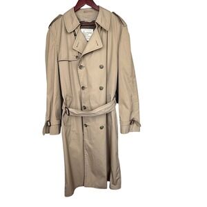 Vintage London Fog Trench Coat Men 42 Long Tan Thinsulate USA Union Made